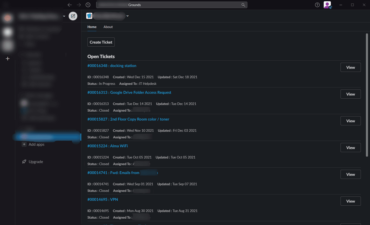 Slack Ticket System